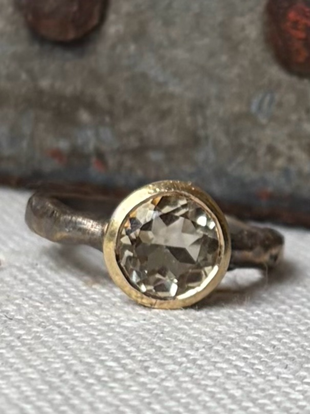 Natural Citrine 10k and Sterling Ring